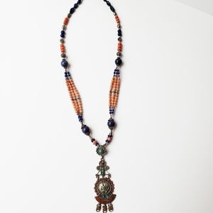 Turquoise, Coral, and Blue Sodalite Necklace